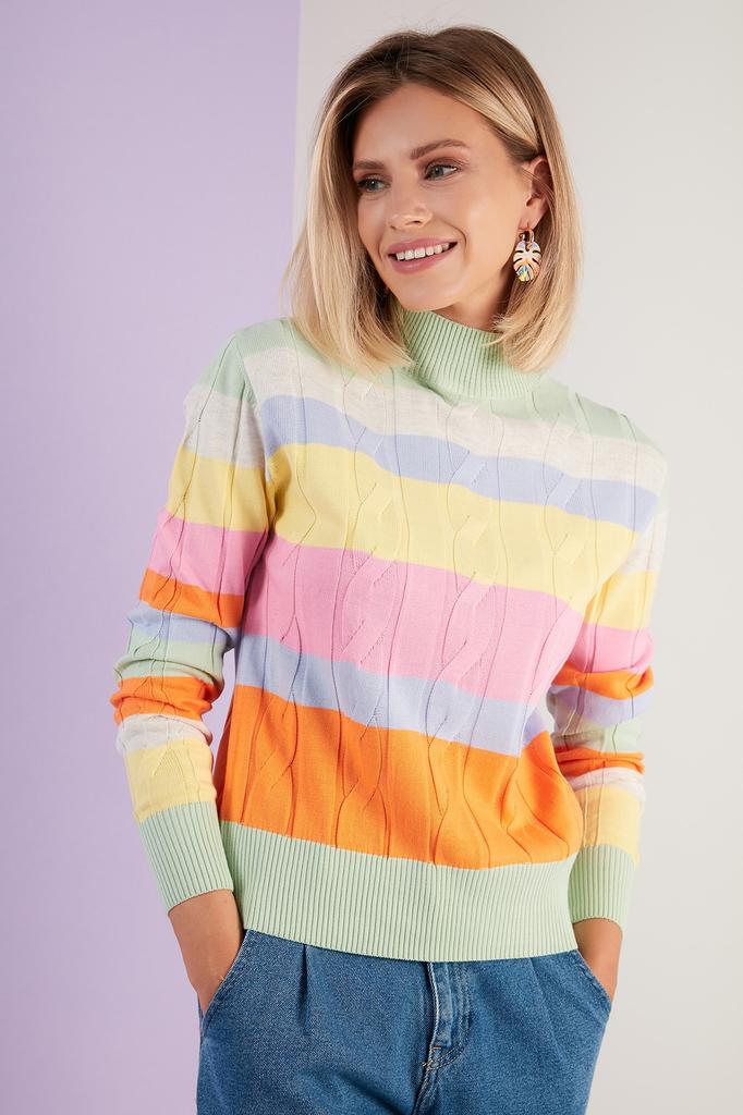 Women's Fashion Pullover Long Sleeve Sweaters Autumn and Winter Casual Knitted Top T-shirt One Size SL