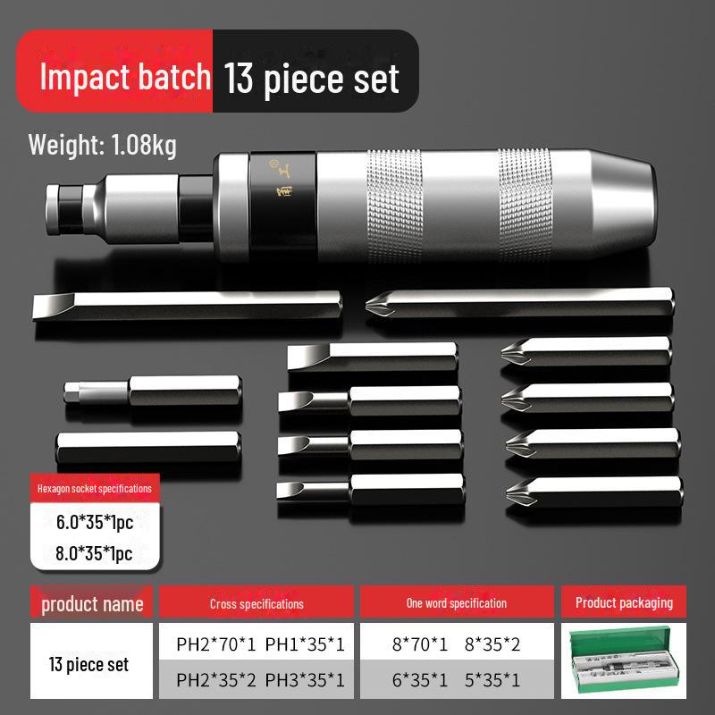 Набор отверток с ударным и молотковым механизмом: Ослабляйте, извлекайте и закручивайте винты без усилий.