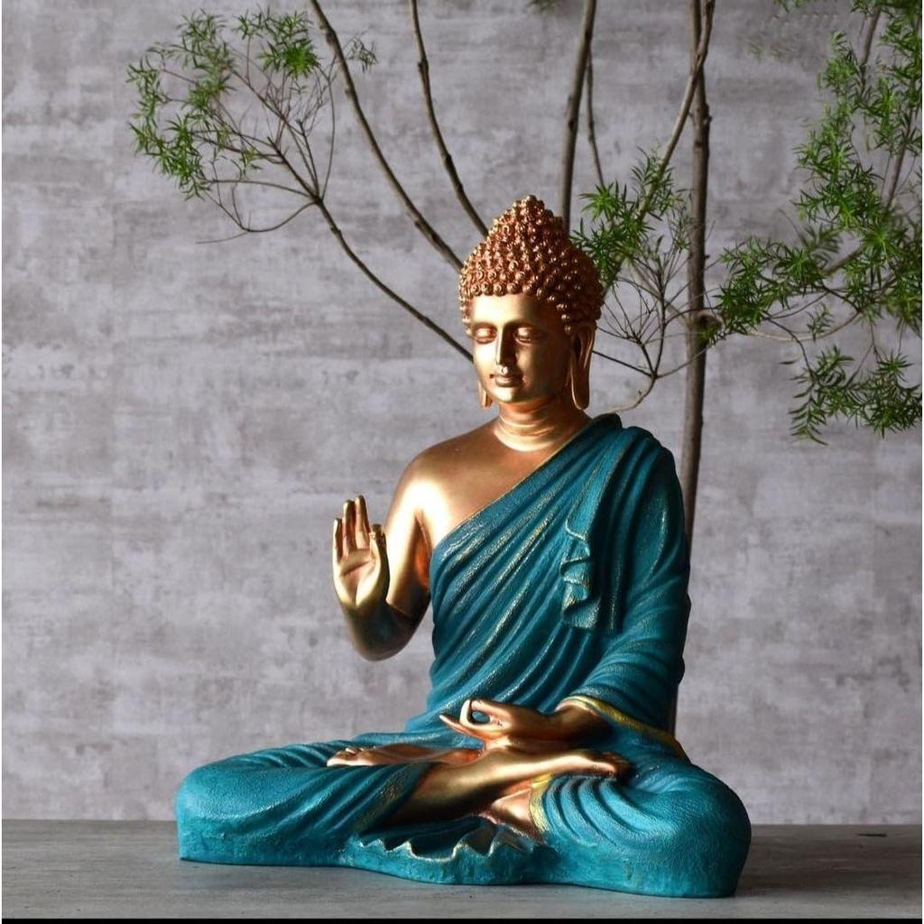 Новая статуя сидящего Будды для декора дома и офиса, статуя идола из мраморной пыли из смолы 15 дюймов