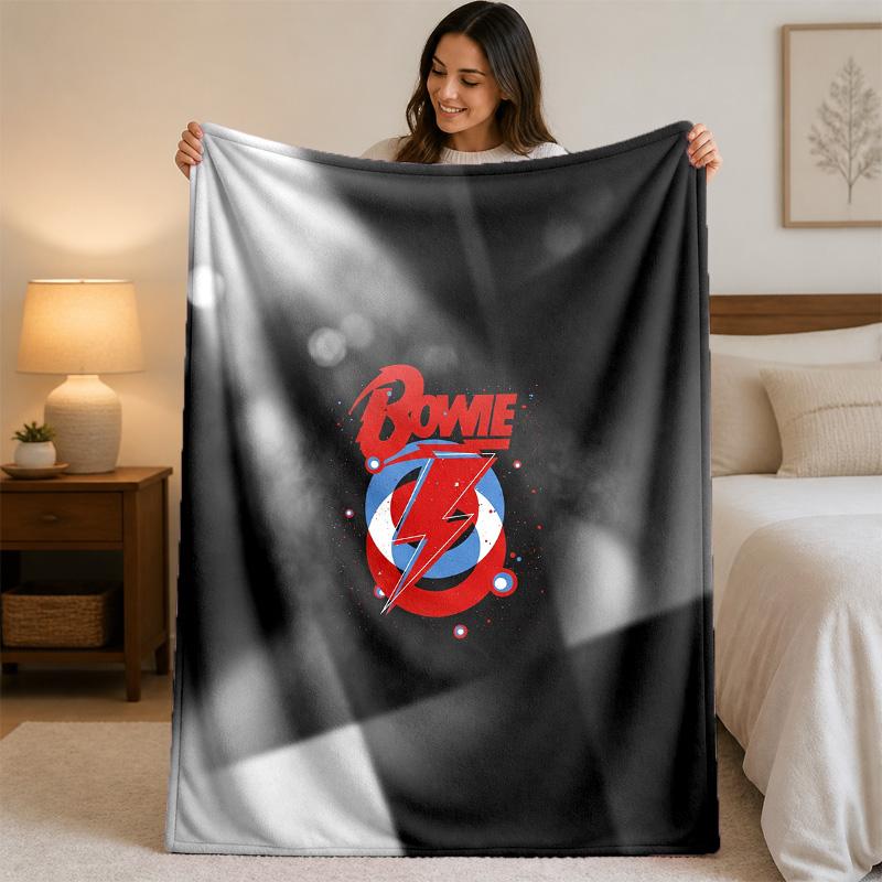 David Bowie Print Flannel Blanket Cozy Lightweight Plush Throw Blanket For Bed Sofa Household Use