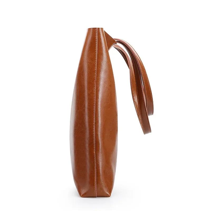 Роскошный бренд Коровья натуральная кожа Женские сумки Женская сумка через плечо Черная Модная женская сумочка Большие сумки-тоут для женщин 2025