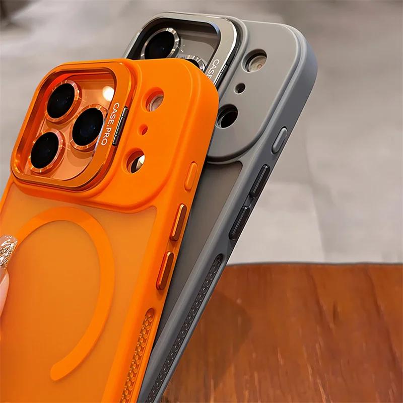 Магнитный Официальный Матовый Цвет Для Чехла Magsafe Для iphone 17 Air 16 15 14 13 12 11 Pro Max Беспроводная Зарядка Подставка для Объектива Чехол