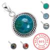 925 Sterling Silver Pendant Women Gemstone Handmade Jewelry Thanksgiving Gift Amazonite Angelite Blue Opal Botswana Agate Mohave Azurite Chrysocolla