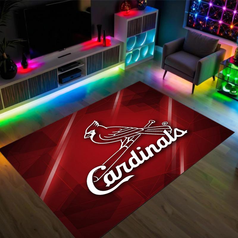St. Louis Cardinals Design Crystal Velvet Carpet Cozy Non?Slip Printed Rug For Bedroom Living Room Entrance
