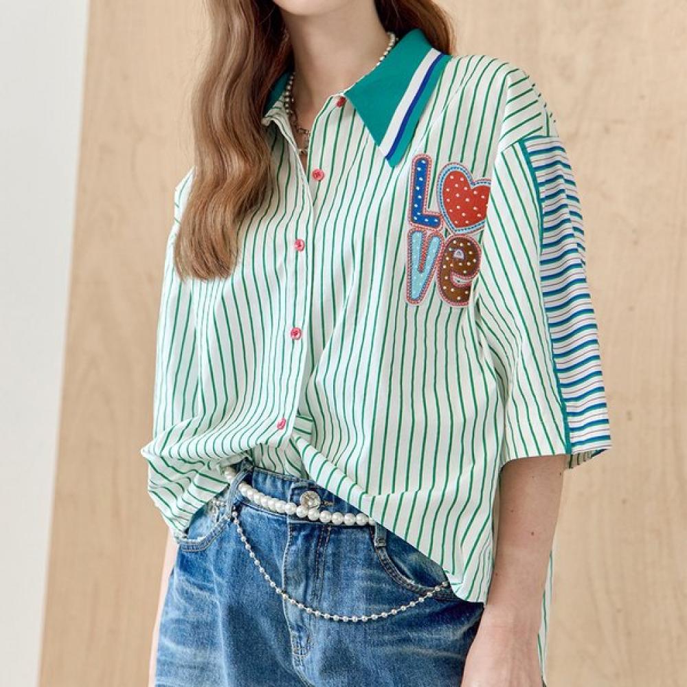 Maxza Stripe Knit Collar Shirt Blouse Zd07qb005on