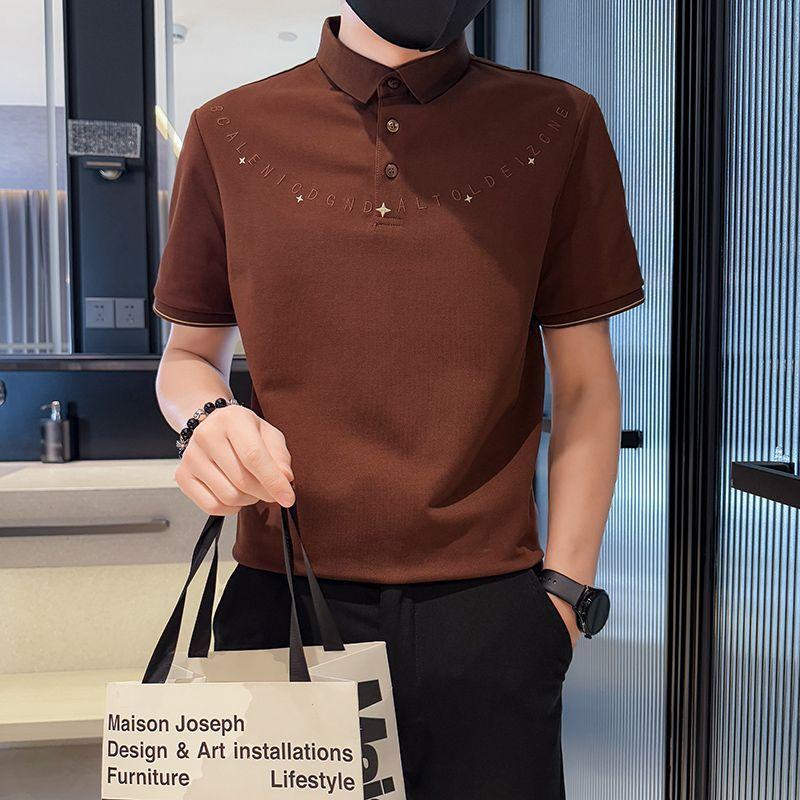 Минималистичный дизайн ПОЛО с надписью, с коротким рукавом, с лацканами, летняя новинка, нишевый, однотонный, универсальный мужской топ
