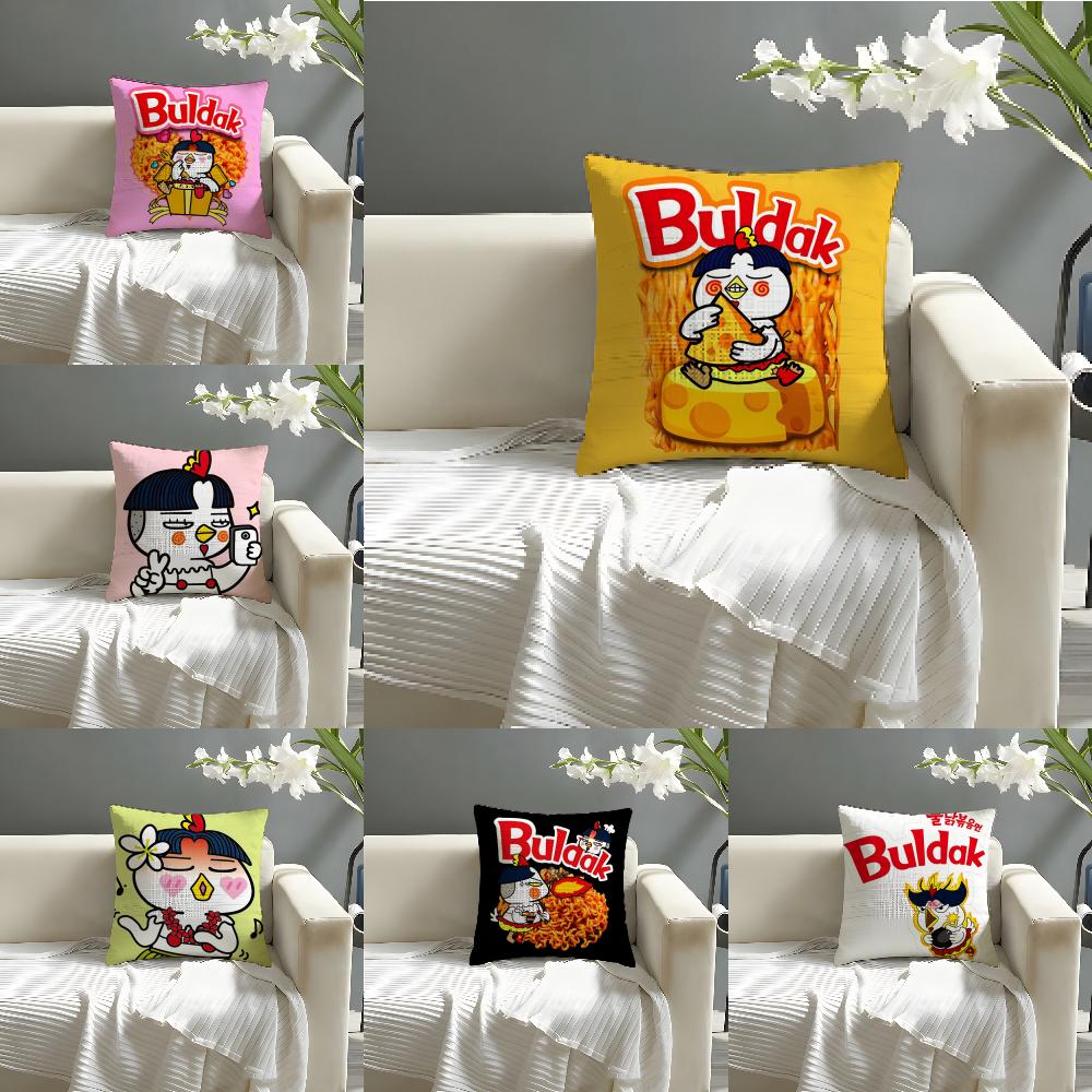 Kwaii Anime BBuldak RRameSn Pillow Case Natural Linen Organic Fabric DoubleSided Printing Sofa Home Decor Cushion Cover