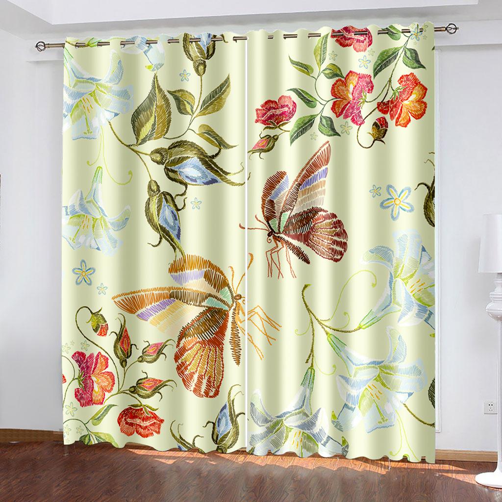 3D Узор Роза Розовые Желтые Цветочные Шторы Гостиная Балкон Окно Декоративные Шторы 2 Панели