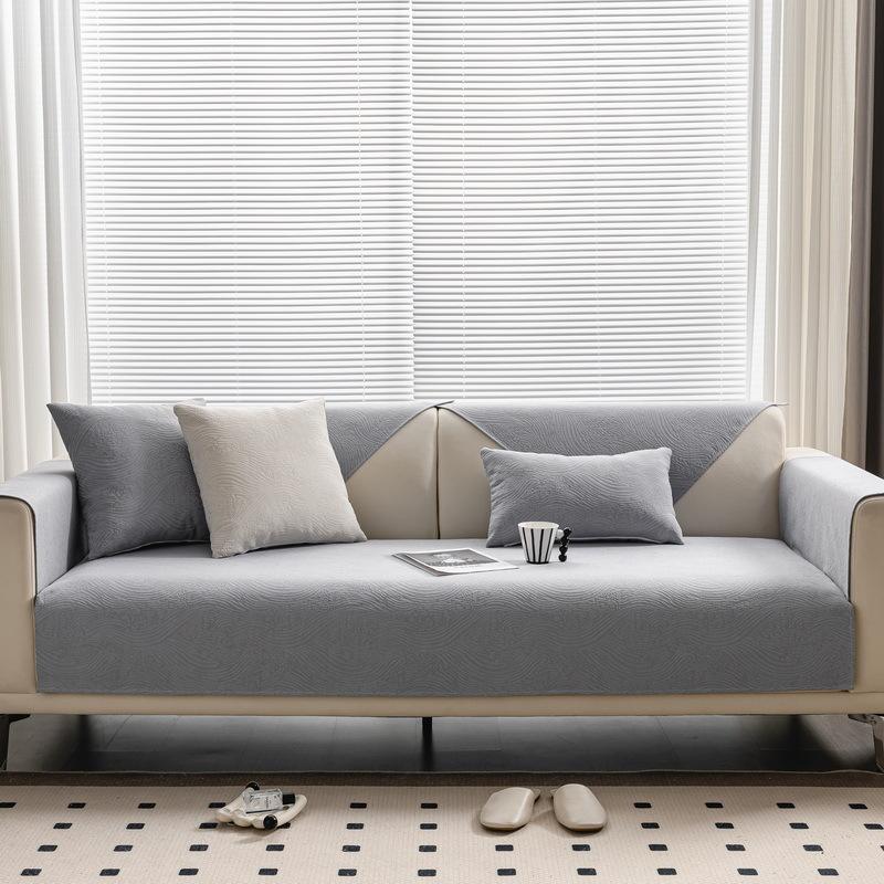 Modern Simple Modern Sofa Cushion Chenier Universal Solid Color For All Seasons, High-End Non-Slip Seat Cushion Cover Towel, Anti-Cat Scratch
