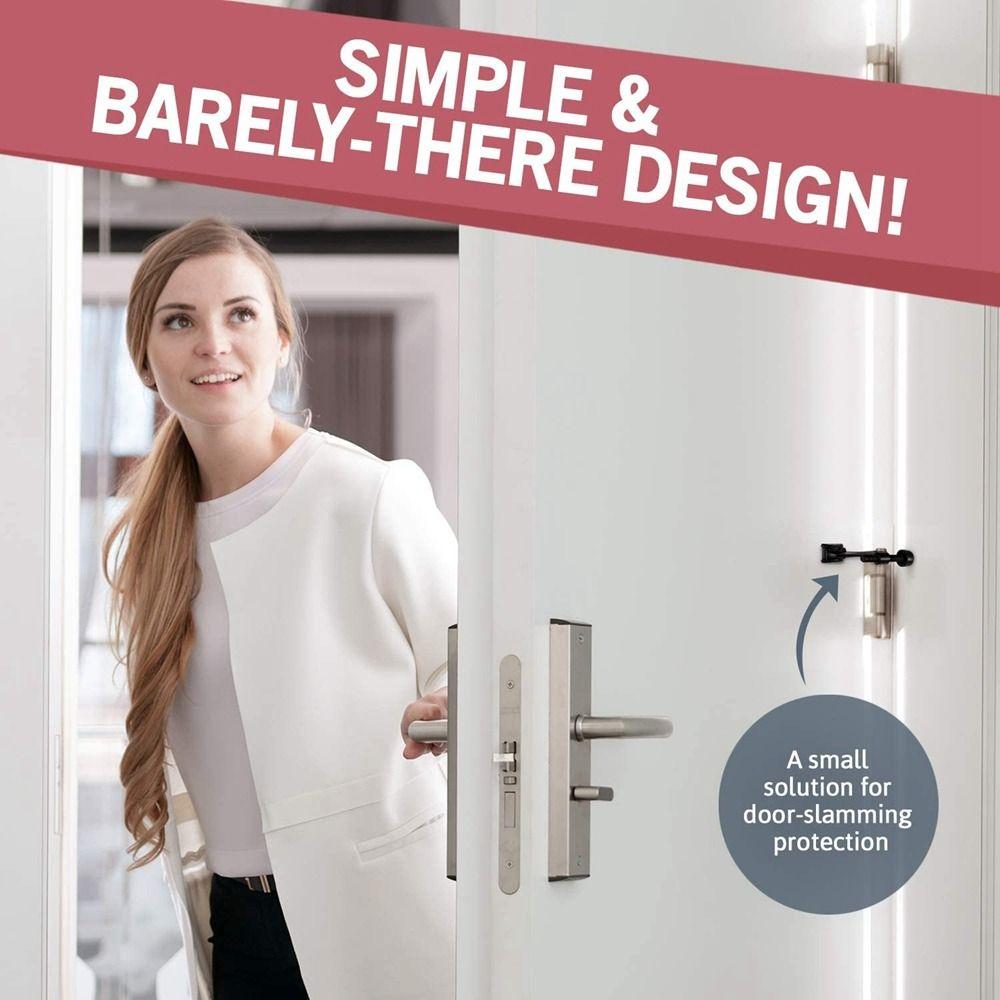 Black Silver Deluxe Door Hardware Hidden Heavy Duty Hinge Pin Door Stopper Damper Bumper