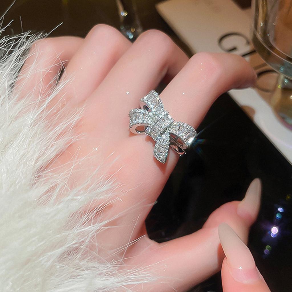 Yousheng женское кольцо бант горный хрусталь полированный сплав предложение кольцо много размеров обручальное кольцо дамский палец ювелирные изделия для выпускных вечеринок