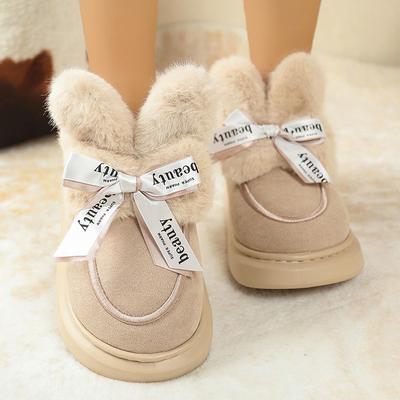 Модные мультяшные пушистые плюшевые зимние сапоги для женщин, уютные домашние тапочки из искусственного меха, женские теплые хлопковые ботинки на толстой подошве с антискользящим эффектом