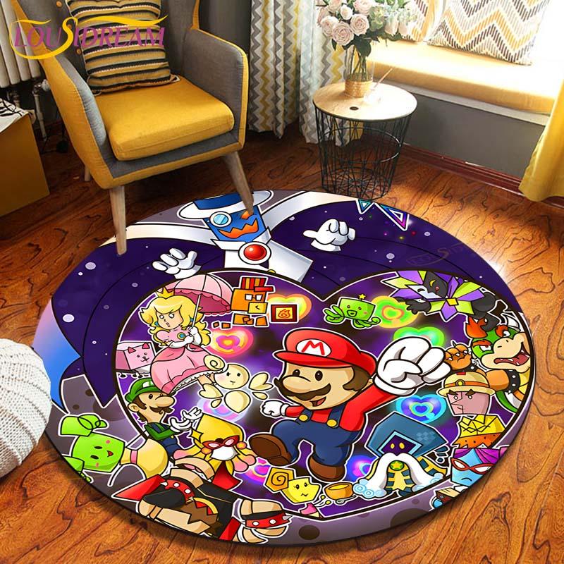 Круглые коврики с героями мультфильмов «Братья Марио», коврик для гостиной, декор комнаты, домашние коврики, игровой коврик, детский милый ковер, ковры в стиле аниме