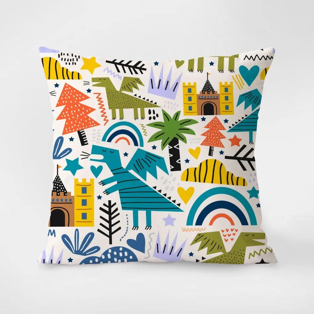 Creative Little Dinosaur Print Cartoon Pillowcase Interior Decoration Office Living Room Home Pillowcase