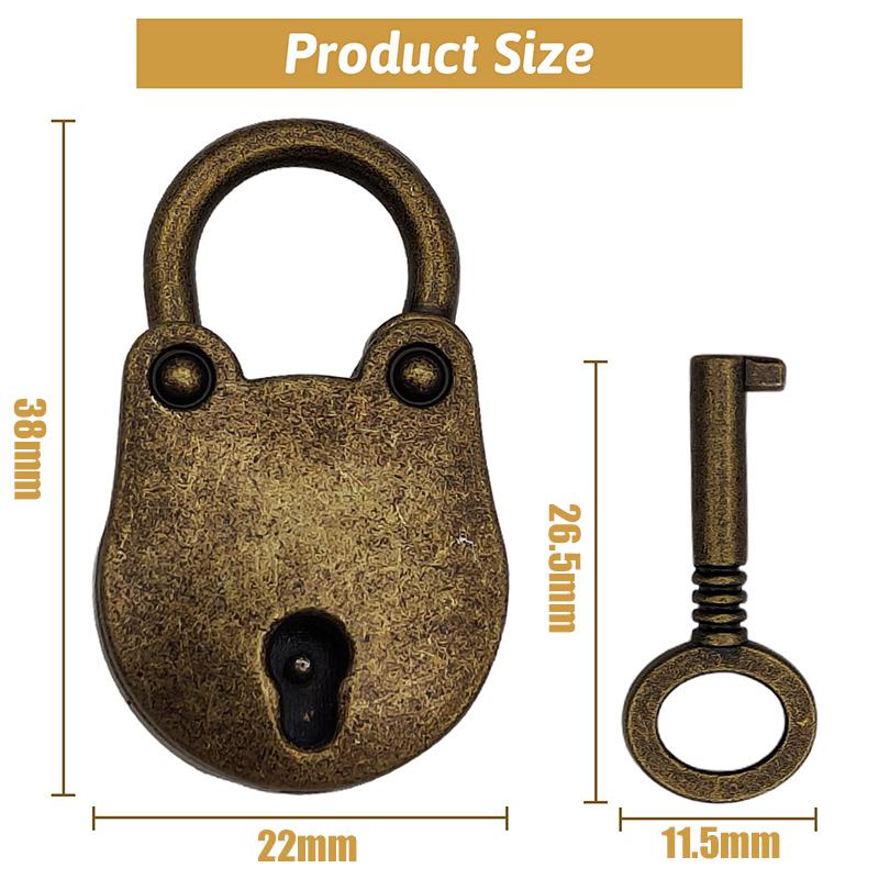 Old Vintage Style Metal Locks Mini Padlock Small Luggage Box Key Lock Bronze Color Home Usage Hardware Decorations