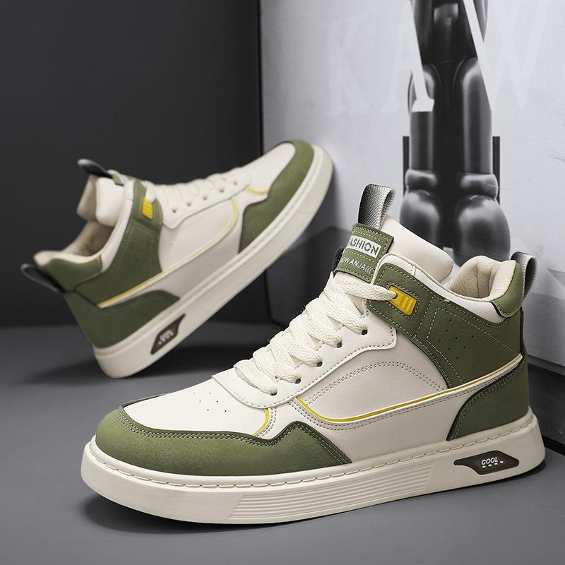 New Four Seasons Men's High Top Plank Shoes Fashion Versatile Youth Student Anti Slip Running Shoes Outdoor Sports Casual Shoes