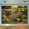 1pc Polyester Backyard Garden Backdrop, Matte Finish Photography Background with Vegetable Basket Print