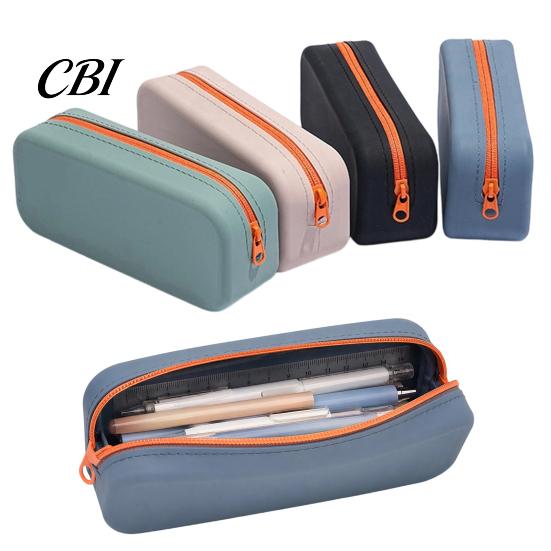 Flexible Silicone Stationery Pouch Pencil Case, Soft Pen Bag, Makeup Pouch, Cosmetics Storage Shockproof Case Solid Color Bag for Students,