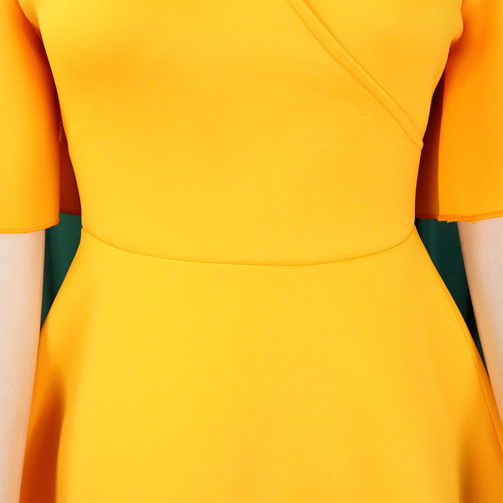 Летнее женское платье больших размеров с расклешенными рукавами и v-образным вырезом, модное темпераментное платье с большой юбкой и подолом