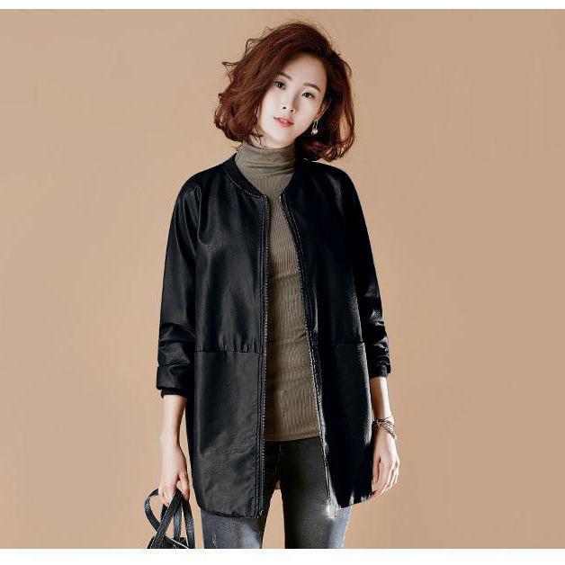 Autumn Winter New Fashion Leather Women Jacket Coat Plus Size 6xl Black Clothes