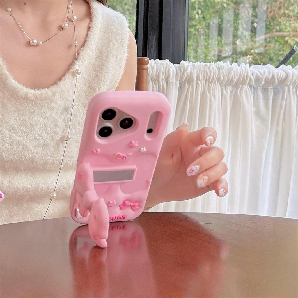 Чехол для iPhone 14/13 Pro Max с 3D-розовым бантом, Защита от падений