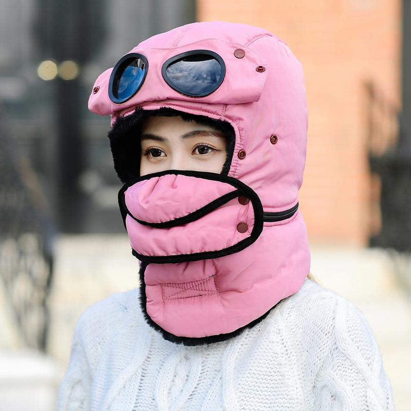 Зимняя теплая шапка-ушанка с очками Зимняя велосипедная ветрозащитная лыжная маска-шапка EMA