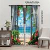 2 pieces of modern landscape printing curtain-rod pocket design   easy to hang window curtain for home decoration