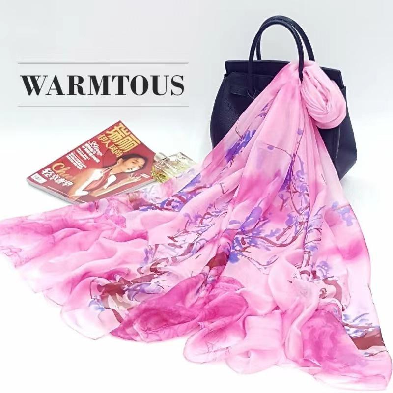 Шелковый шарф для лета Универсальный марлевый шарф для женщин Тонкий летний Очень большой Защита от солнца Тонкое пляжное полотенце Шарф-шаль с градиентом цвета