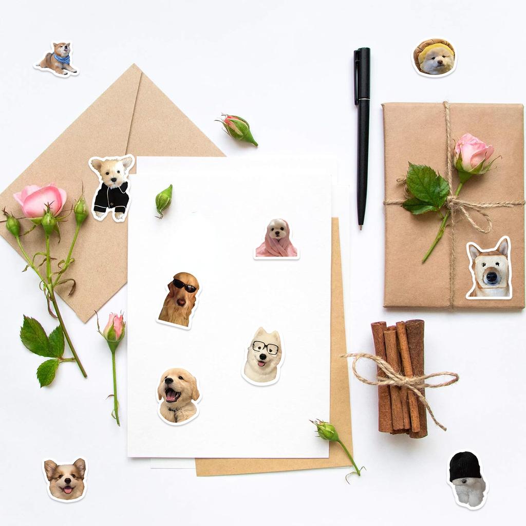 500 Pictures/roll Roll Sticker Tape Dog Expression Sticker Hand Account Material Decorative Envelope Seal Sticker