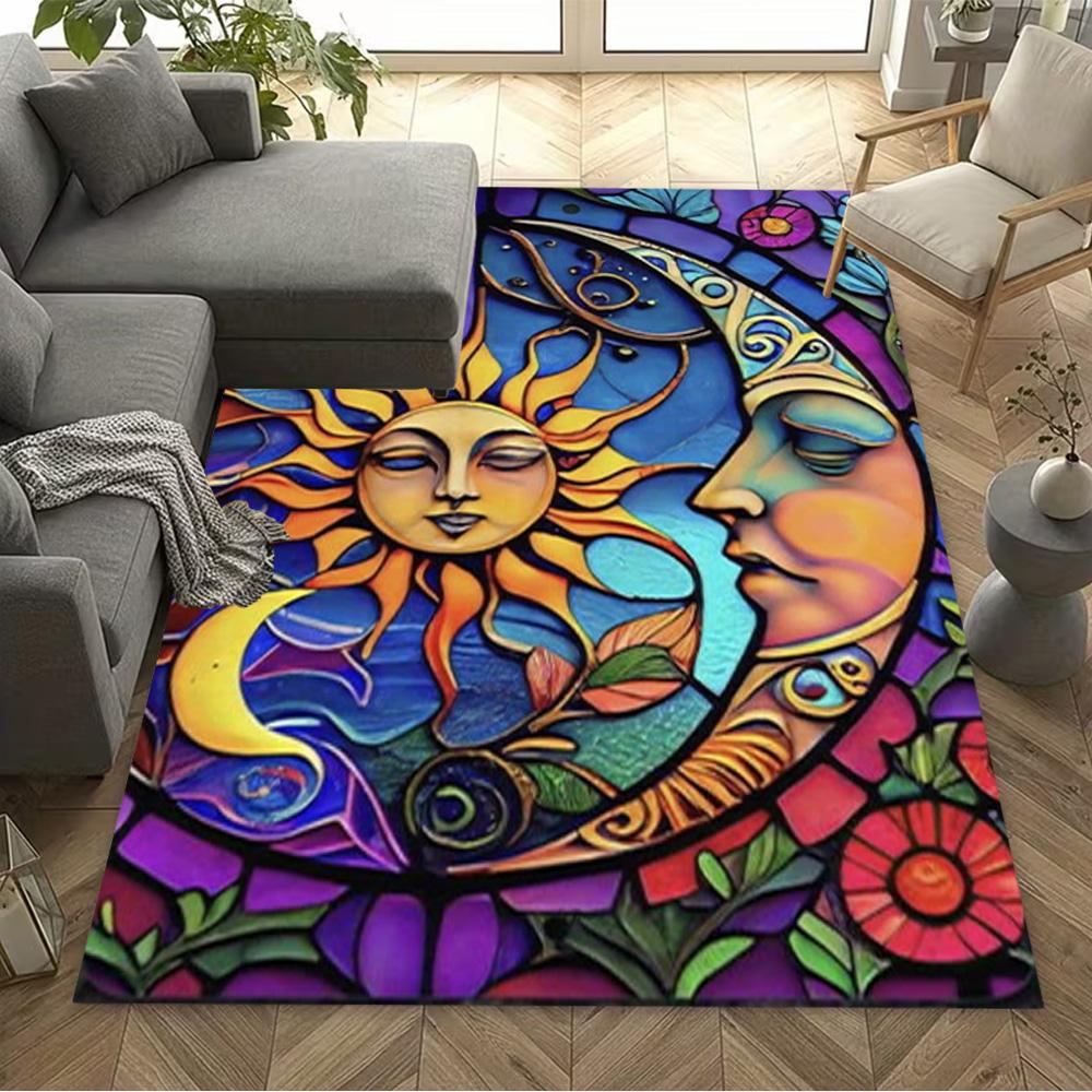 Sun and Moon Design Rug Home Carpet Non Slip Office Decor Gift Living Room Bedroom