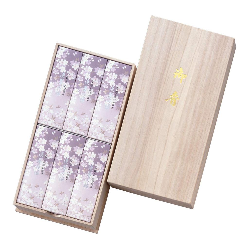 Uno Chiyo Incense Light Ink Cherry 6 Paulownia Box Packaged Nippon Made In Cherry Blossom Less New Bon Mourning Ceremony Sticks, Blossoms, Sacks,