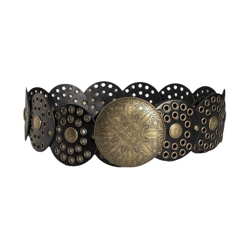 Винтажный Широкий Панк-Пояс С Заклепками и Люверсами Для Модной Уличной Одежды