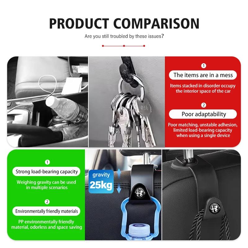 2/4pcs Car Seat Headrest Hook Storage Portable Interior Bracket For Alfa Romeo Giulietta GT 159 147 156 Mito Brera Giulia SpiderRI1