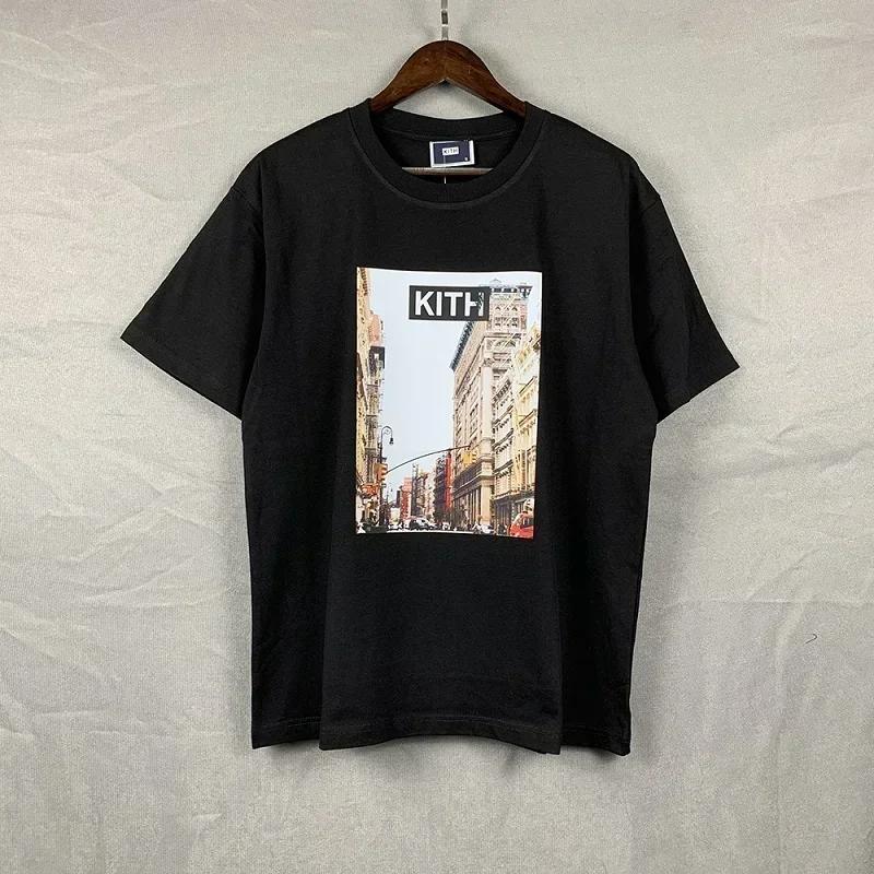 KITH FW Унисекс с принтом Dela Declaration Ограниченный выпуск Простая футболка Унисекс Женская Чистый хлопок Короткий рукав Повседневные футболки