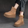 2024 Женская обувь Ботинки женские с боковой молнией Модные повседневные ботинки с круглым носком Женская зимняя обувь на бархатной платформе для женщин