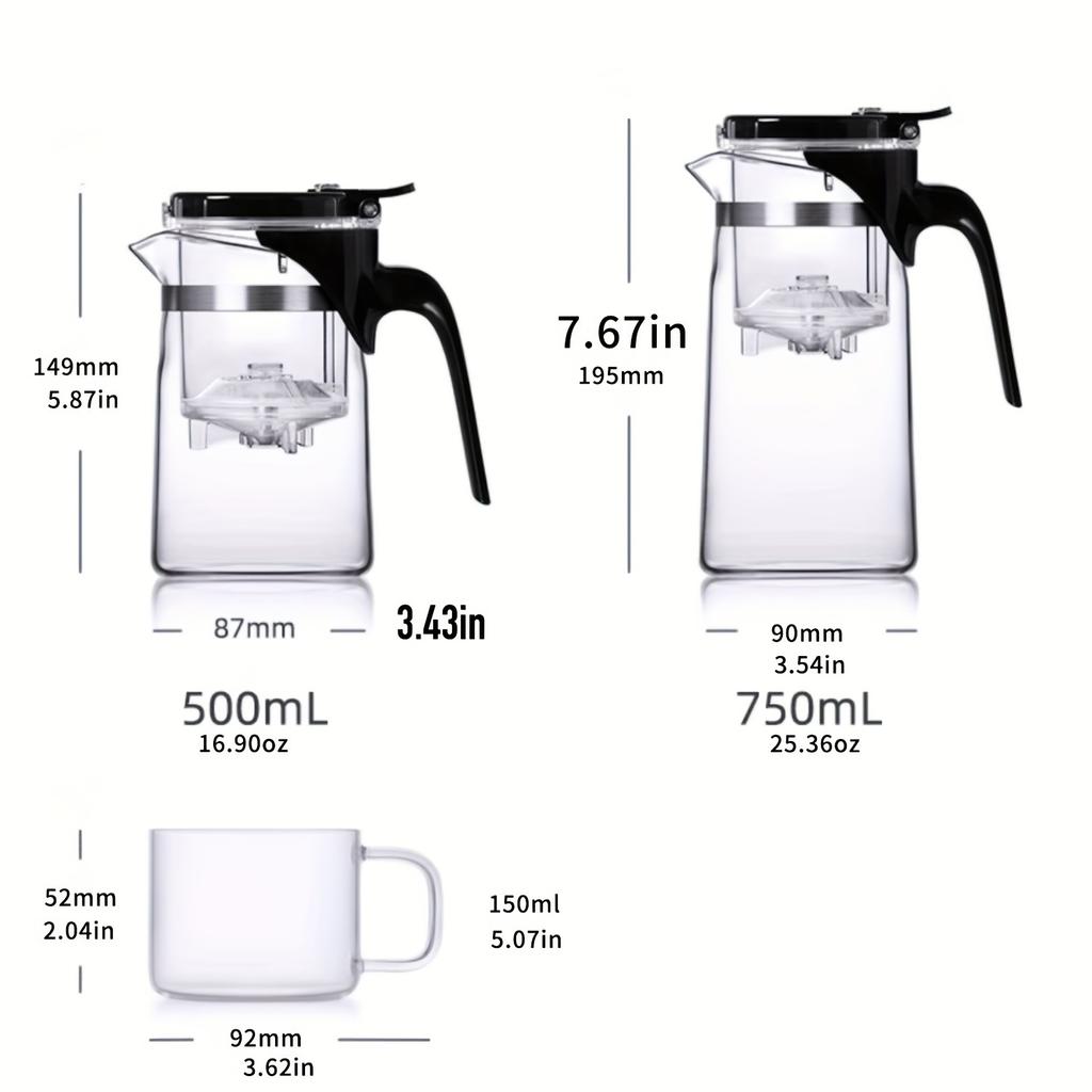 1 шт. термостойкий стеклянный чайник, чайник в современном стиле с заварочным устройством для чая, чайник для бизнеса, офиса, бытовой чайник для домашнего офиса, ресторана, отеля, чая