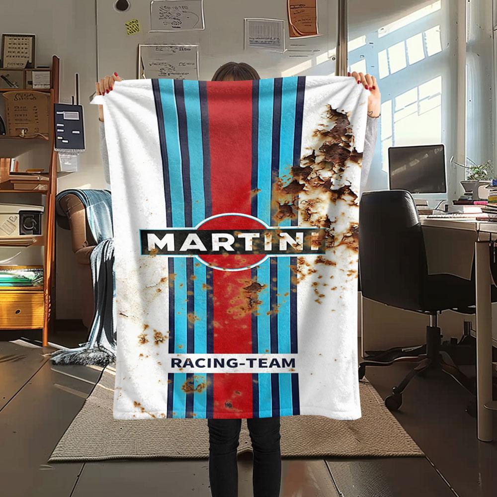 1 шт. Фланелевое одеяло с узором Martini Racing, подходит для всех сезонов, для домашнего декора, тепло и уют, подарки, праздничный подарок