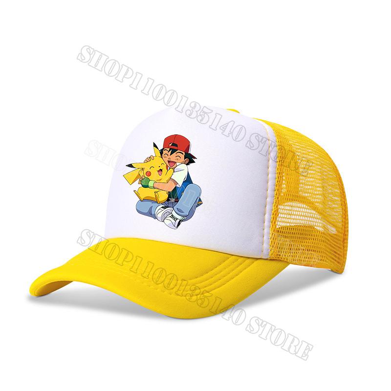 Pokemons Baseball Cap Anime Cartoon Printed Sunshade Peaked Caps Kids Adult Summer Breathable Sunhat Cute Boys Girls Mesh Hats