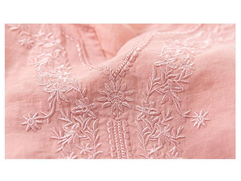 Женская хлопково-льняная однотонная футболка с коротким рукавом - Летний трендовый свободный ретро-топ 2024