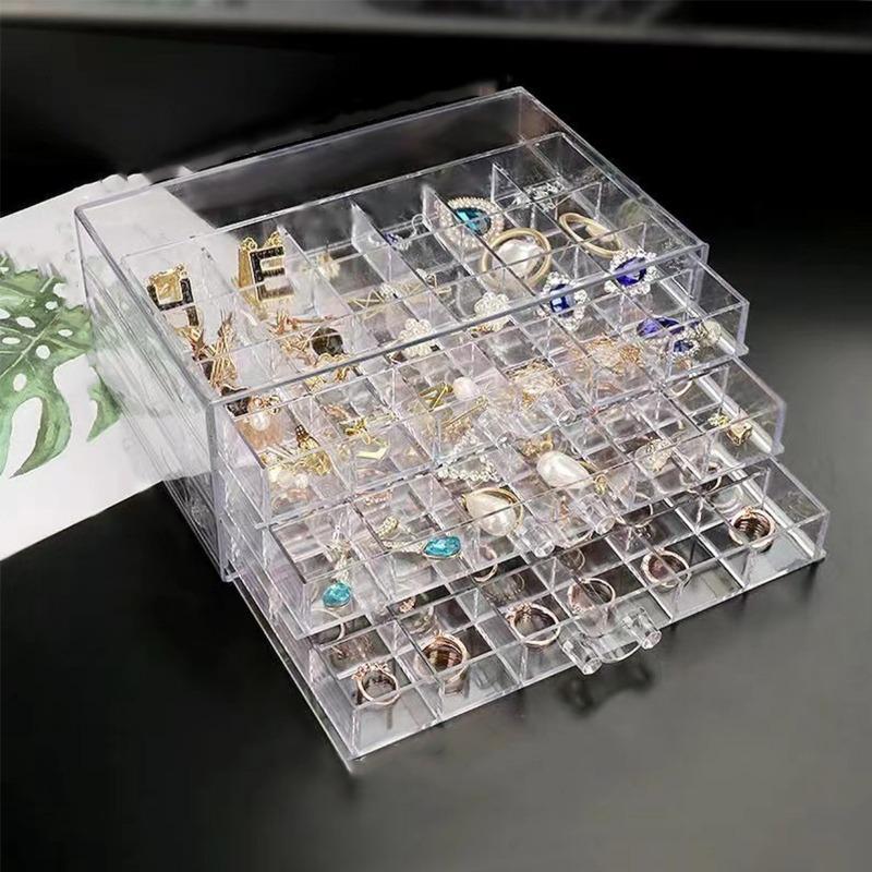 Trendy Large Capacity Transparent Jewelry Storage Box Women'S Multi-Layer Earrings Rings Necklace Box Home Drawer Style Jewelry Box Dustproof Drawer