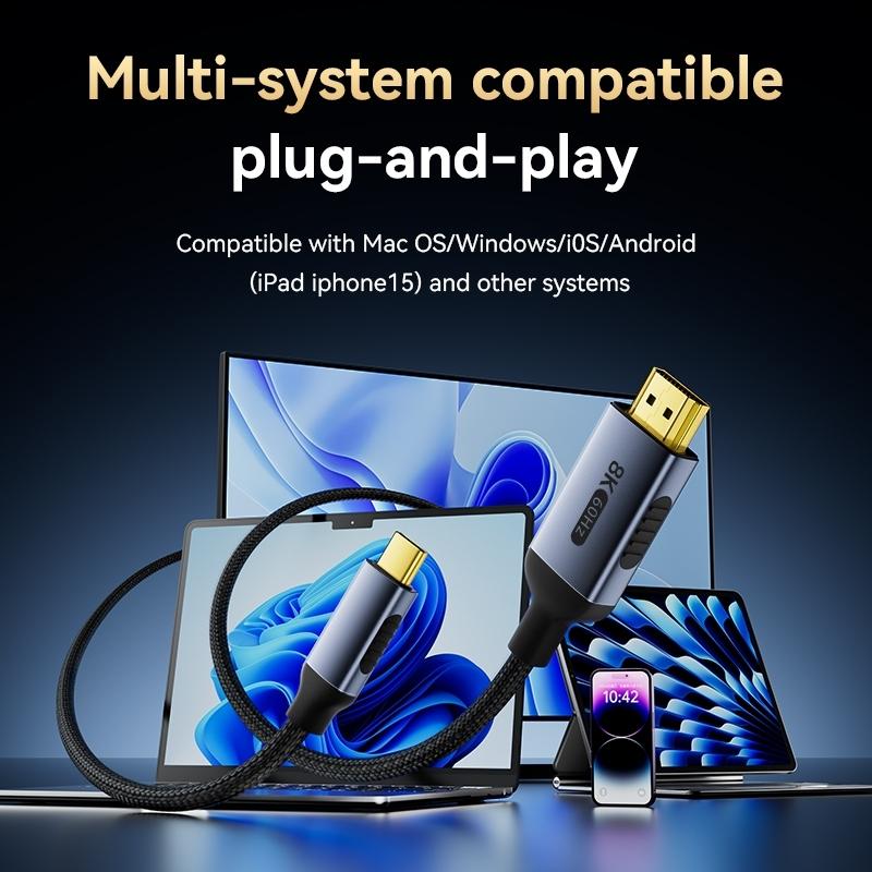 Совместимый с Type C и HDMI кабель HDTV 4K при 120 Гц 8K при 60 Гц Кабель USB C в HDMI для Air iPad TV конвертер MacBook USB-C HDMI адаптер
