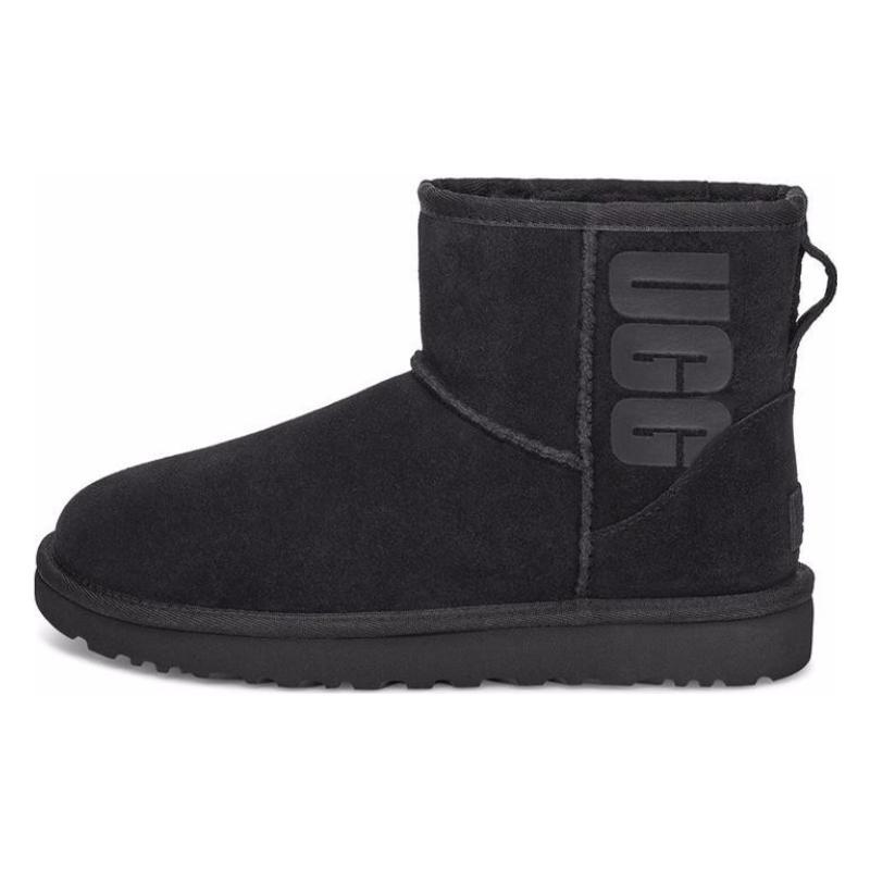 (WMNS) UGG Classic Mini UGG Резиновый логотип 'Черный' Женские 1108231-BLK