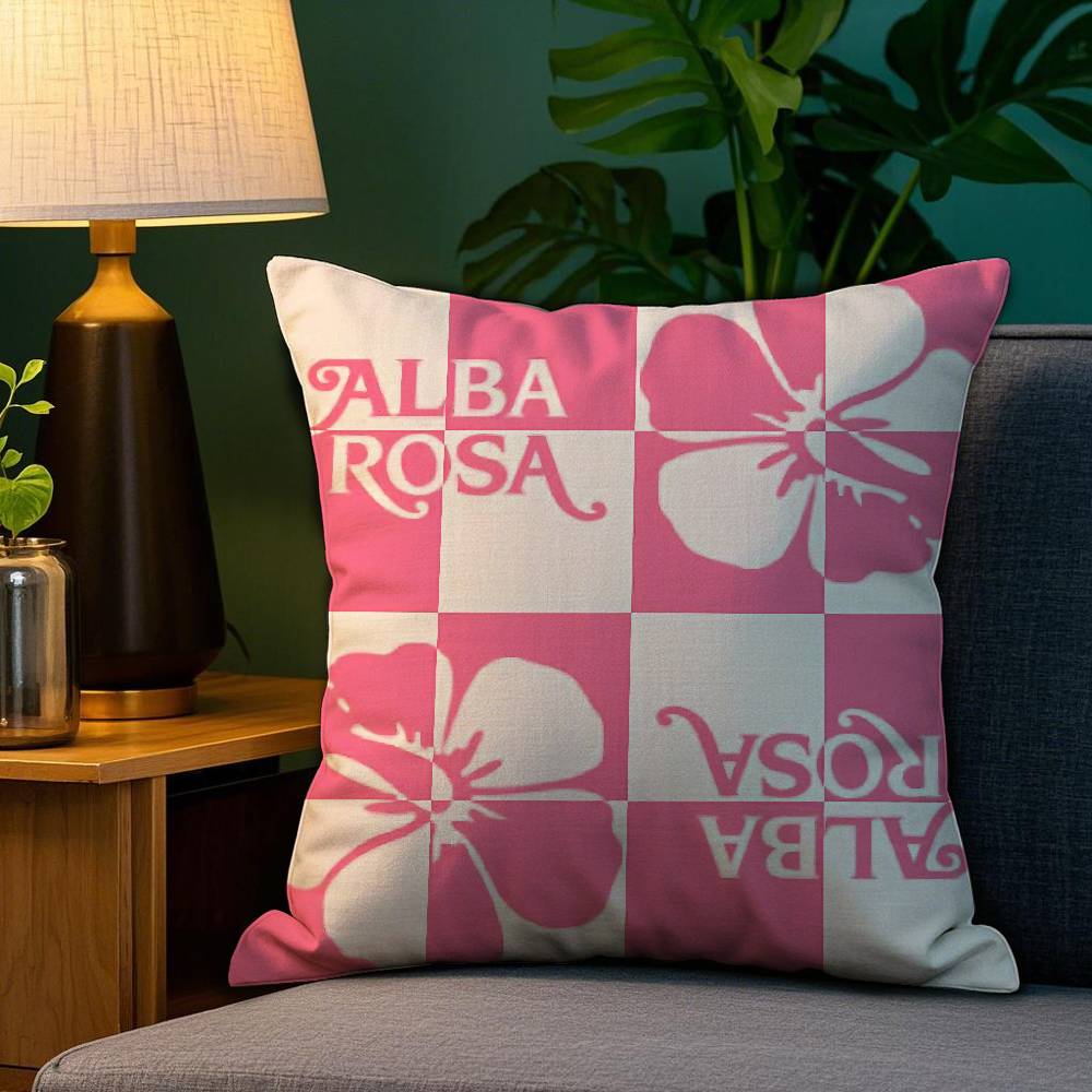 Fashion A-ALBA R-ROSA Pillow Case Home Double-sided Printing Short Plush Colorfast Microfiber Cushion Cover