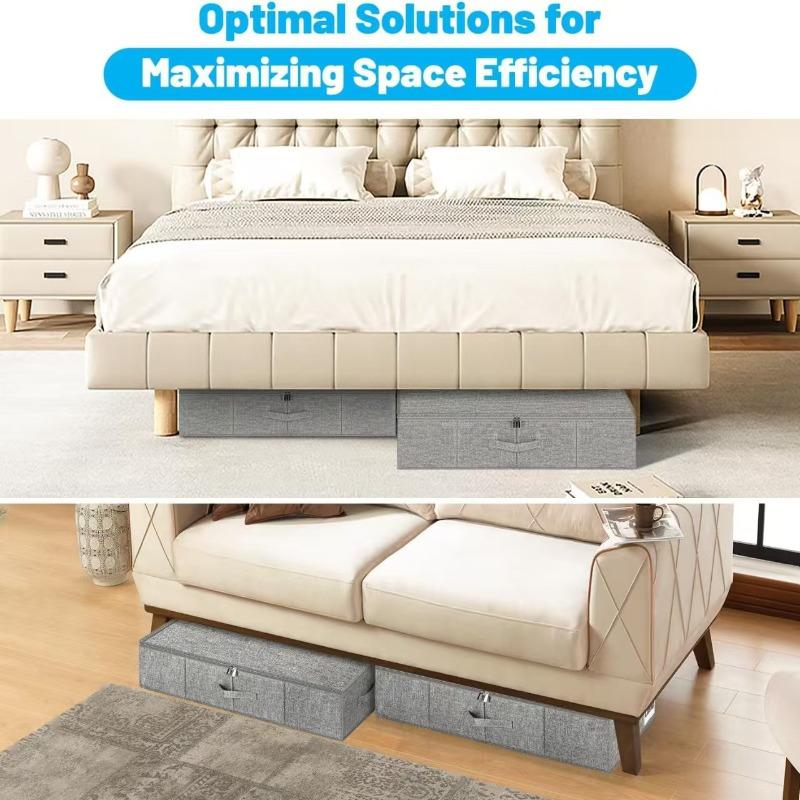 Under Bed Storage Box with Compartments Dustproof Foldable with Lid for Clothes Sheets Quilts Organization