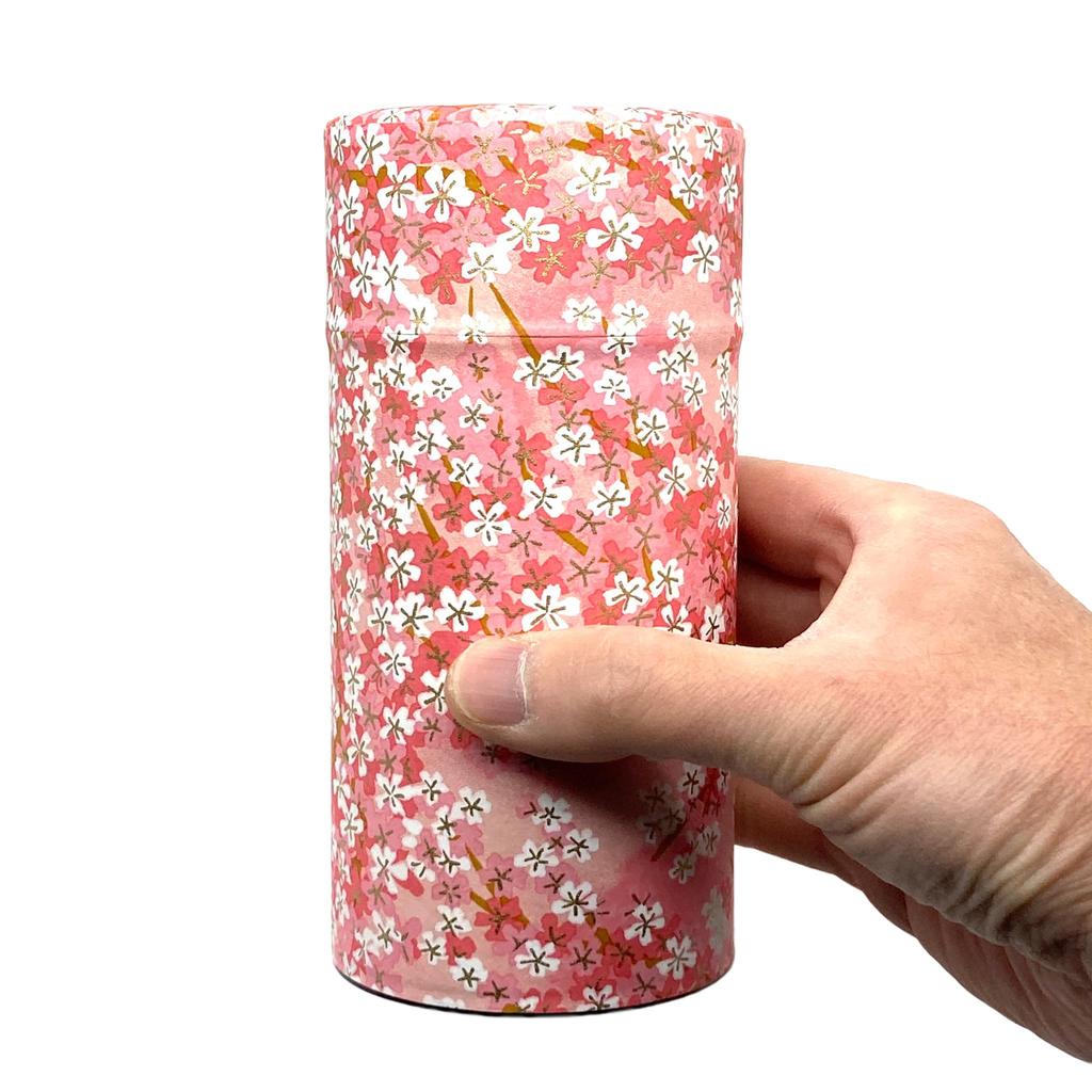 Чайница Noguchi Kumataro Tea Garden, большая вместимость 200 г, бумага васи юдзэн с внутренней крышкой, розовый цвет сакуры, сделано в Японии, стильный