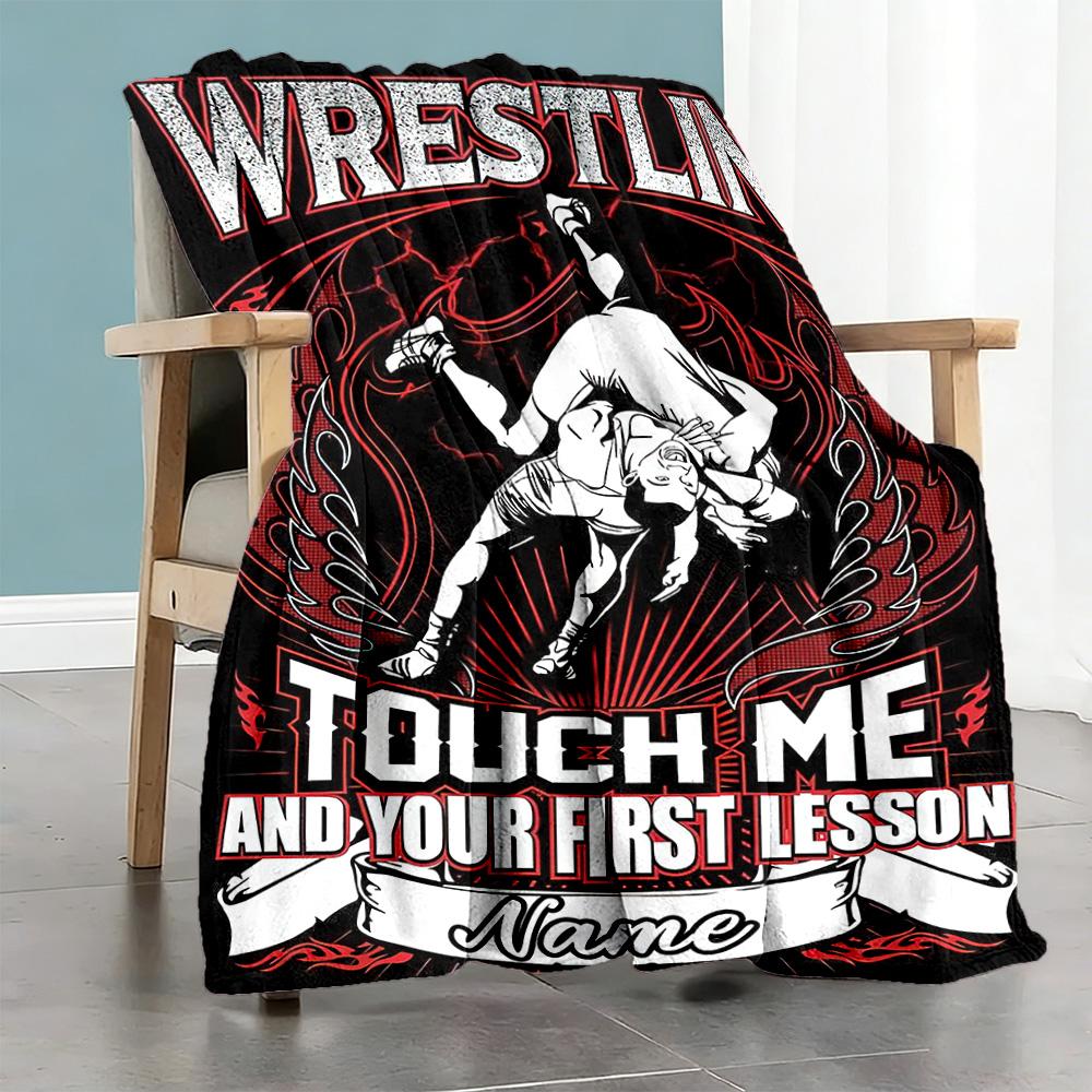 Wrestling6 Customize Your Name Blanket Multi-purpose Personalized Blanket Soft Warm Cozy Throw For Office Chair Couch Bed Office for All Occasions