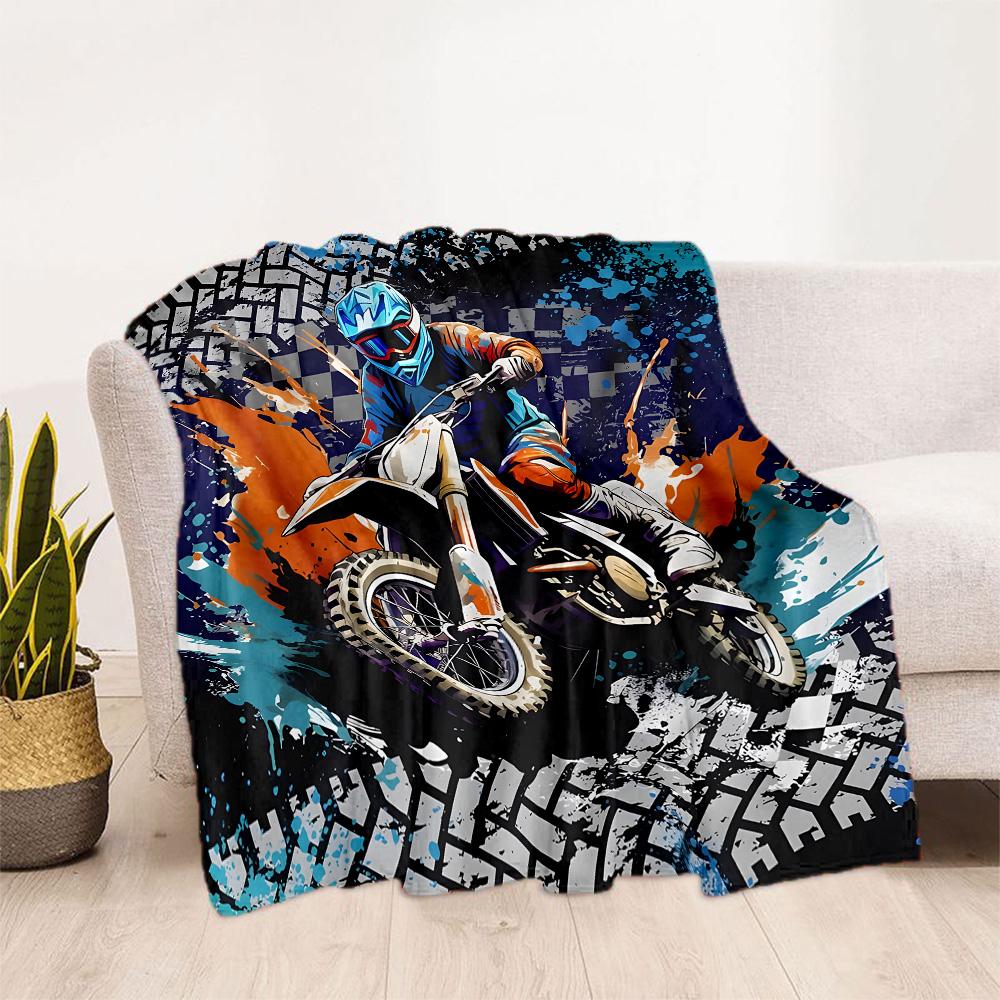 Motocross Adventure Sport Flannel Blanket - Soft and Suitable for Sofas, Beds, Offices, Travel, All Seasons, and The Best Gift for The Holidays.