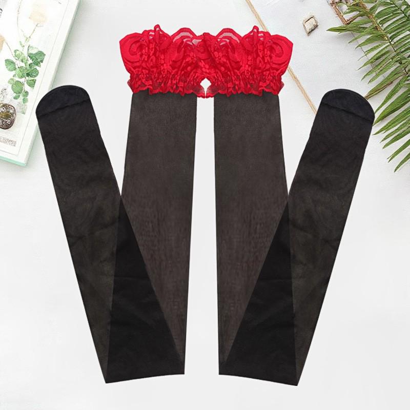 Silk Silicone Non-Slip Over-the-Knee Stockings with Lace - Ultra-Thin and Sexy for Women, Perfect for Autumn