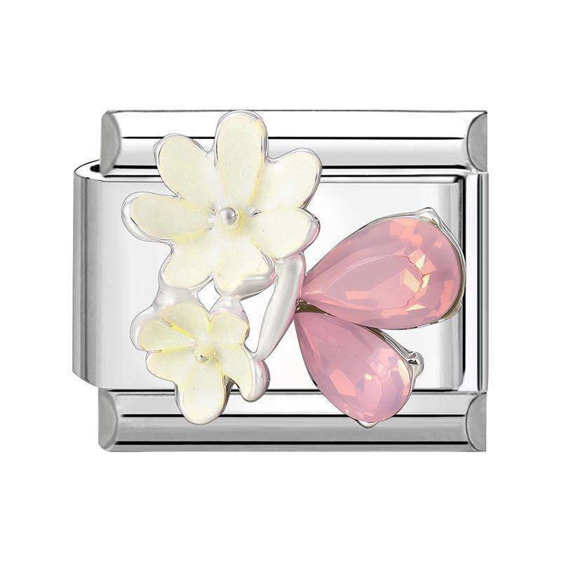 Shiny Colorful Crystal Butterfly Bow Knot Heart Italian Charm Links Fit 9mm Stainless Steel Bracelet Women Y2K DIY Making Gift