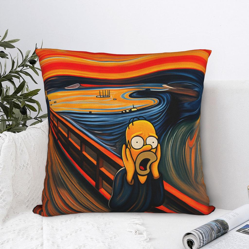 Pillow Case Funny SSimpsons The Scream Parody Custom Pillow Cover For Wedding Party Home Decor Vintage Pillowcases